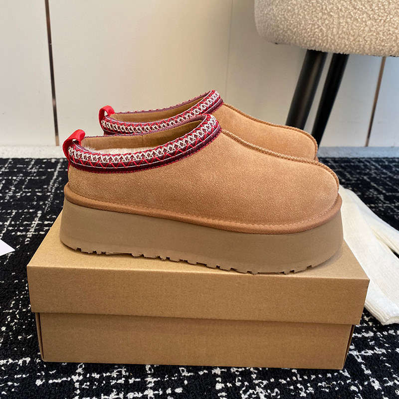 Ethnic Fashion Women - 高品質2027年女性用エスニックスタイルフラットスノースリッパ、厚手ウール裏地付きスリップオン暖かい冬用コットンシューズ